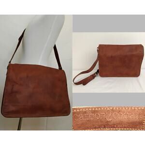 Carbon 2 Cobalt Messenger Laptop Bag Reddish Brown Full Grain Leather #Z5131